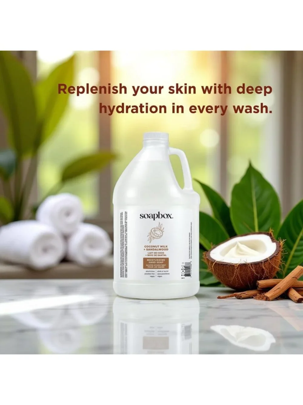 Coconut Milk & Sandalwood Liquid Hand Soap Refill - 1 Gallon, Gentle Cleanser